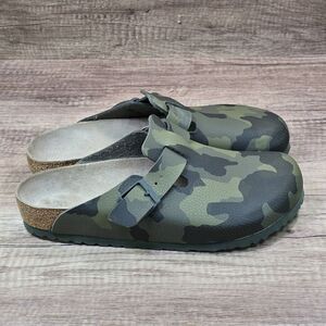 Birkenstock Boston Birko-Flor Men's 9 Desert Soil Camo Green Clogs NEW W DEFECTS